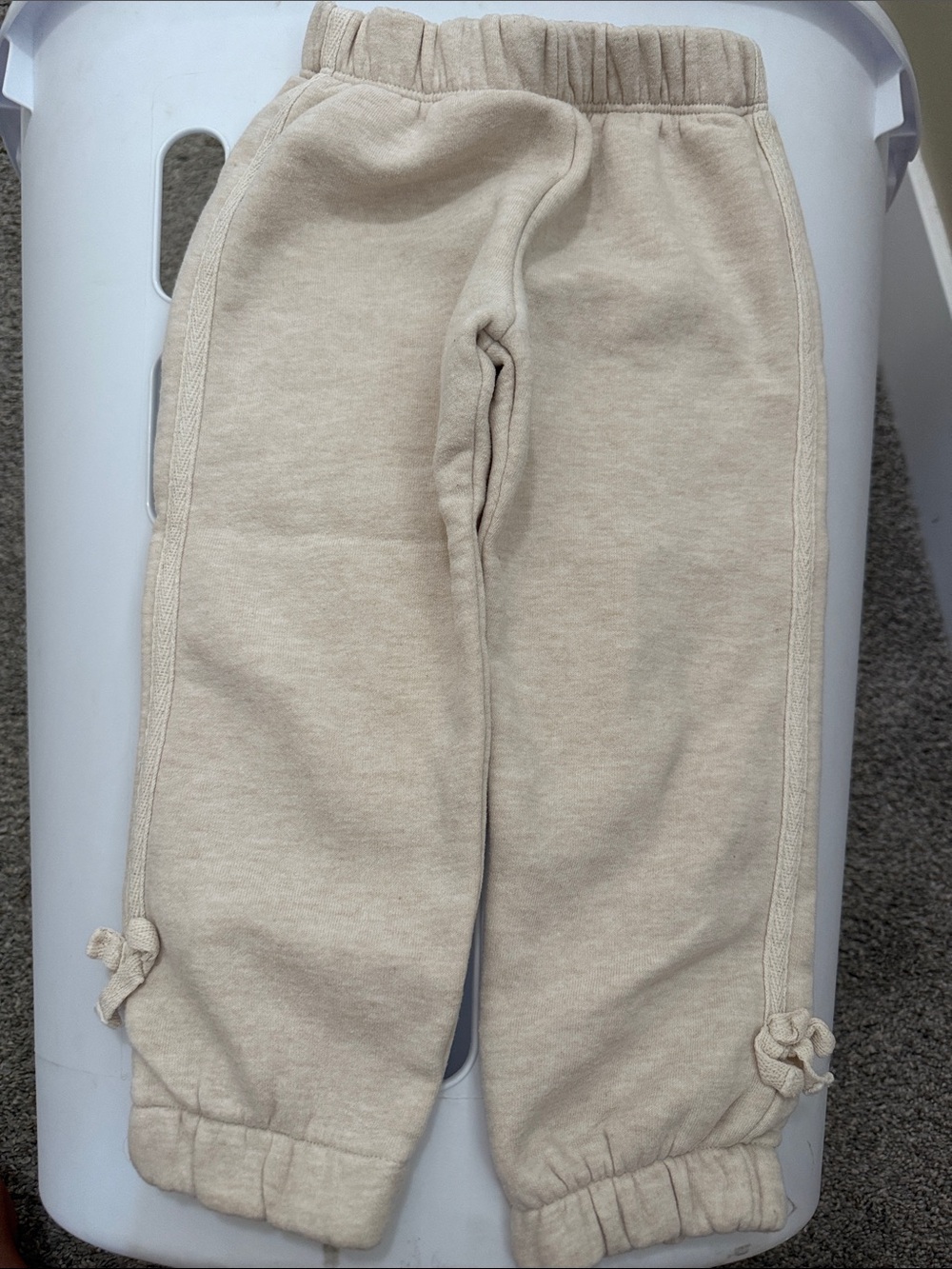 Zara Cream Tie-Hem Jogger Pants